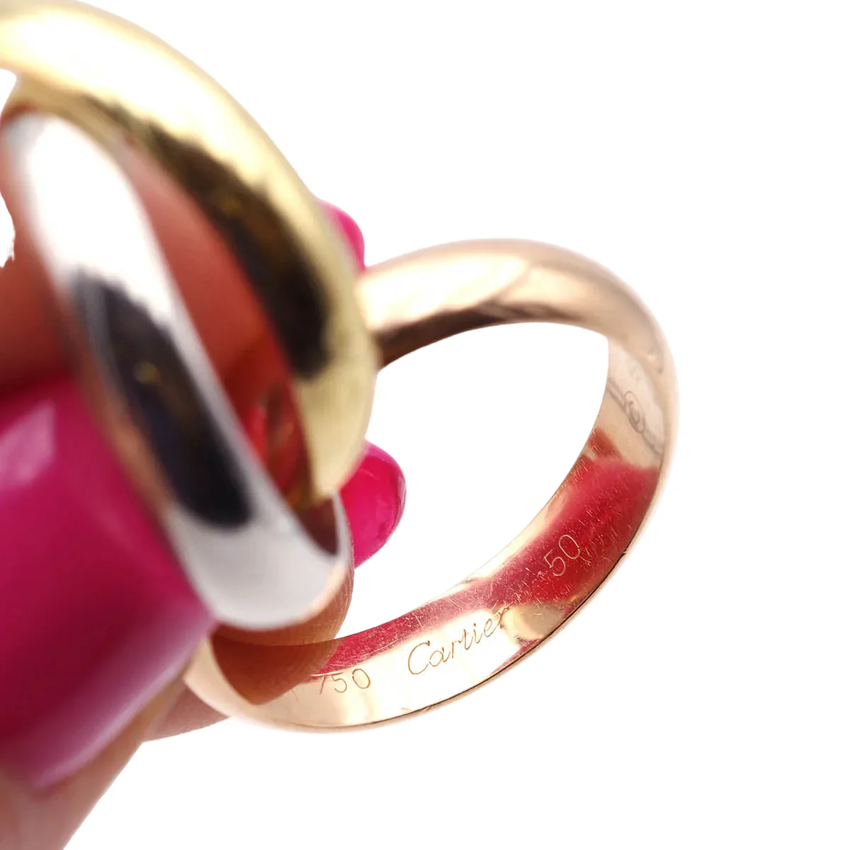Bague Alliance CARTIER "Trinity" GM en or blanc, or jaune et or rose – Image 3