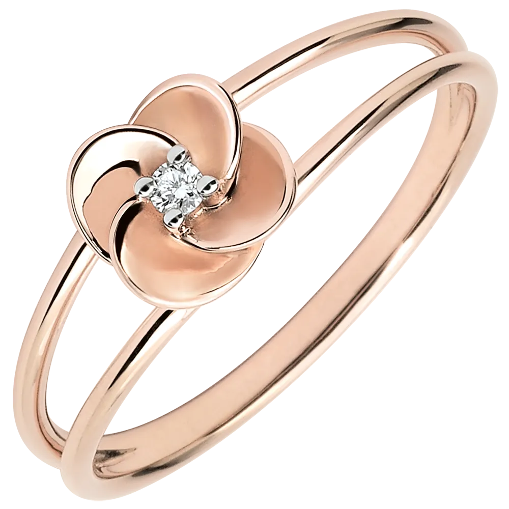 Bague de fiançailles Fleurs - Or rose 750 ‰ (18 carats) - Diamant