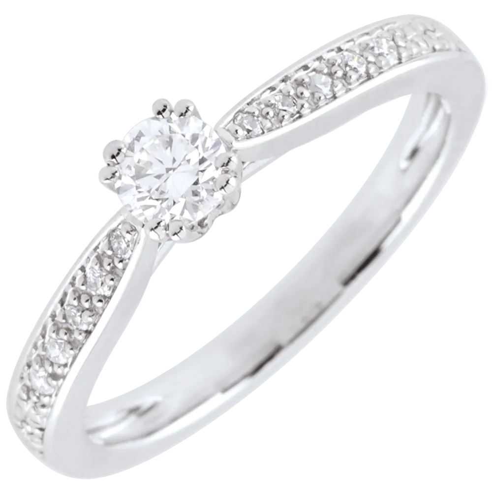 Bague de fiançailles - Or blanc 750 ‰ (18 carats) - Diamant