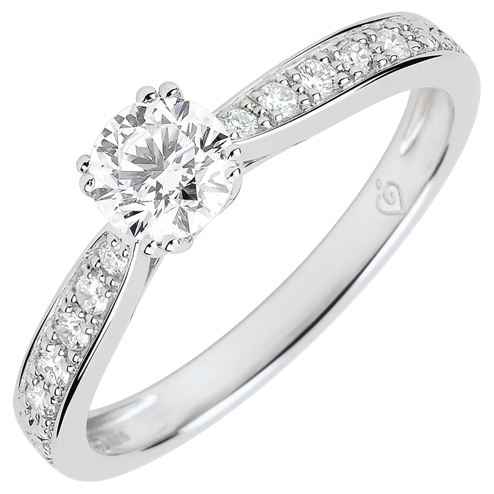 Bague de fiançailles - Or blanc 750 ‰ (18 carats) - Diamant