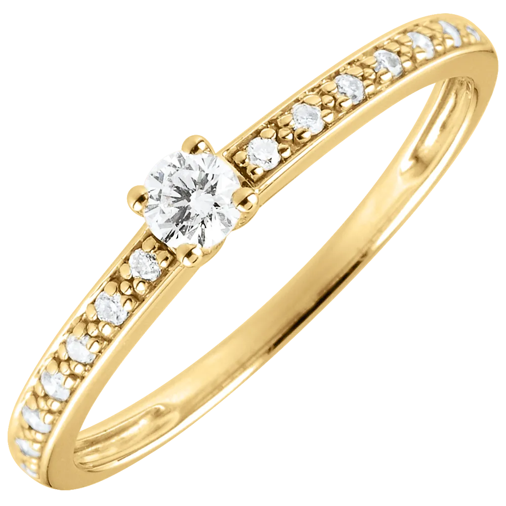 Bague de fiançailles - Or jaune 750 ‰ (18 carats) - Diaman