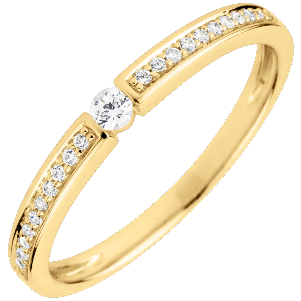 Bague de fiançailles - Or jaune 750 ‰ (18 carats) - Diamant