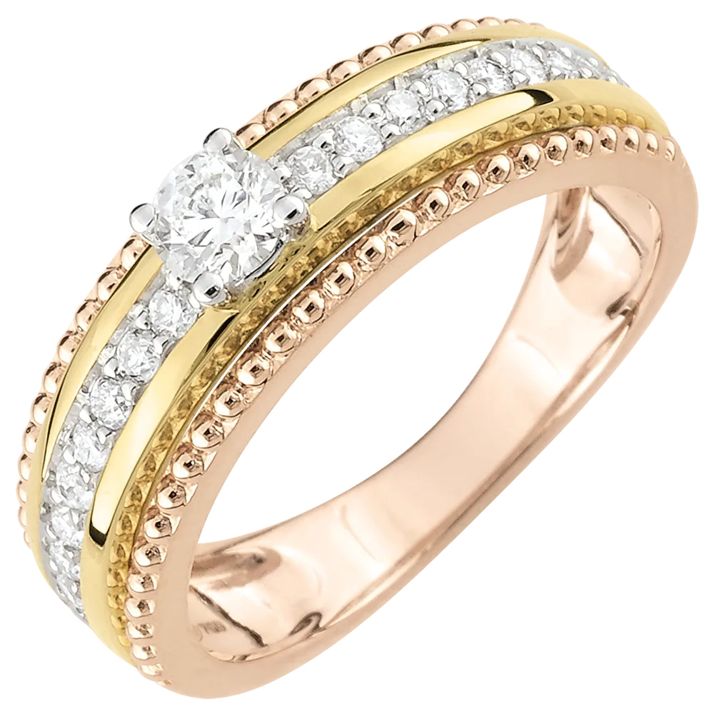 Bague de fiançailles - Trois ors 375 ‰ (9 carats) - Diamant
