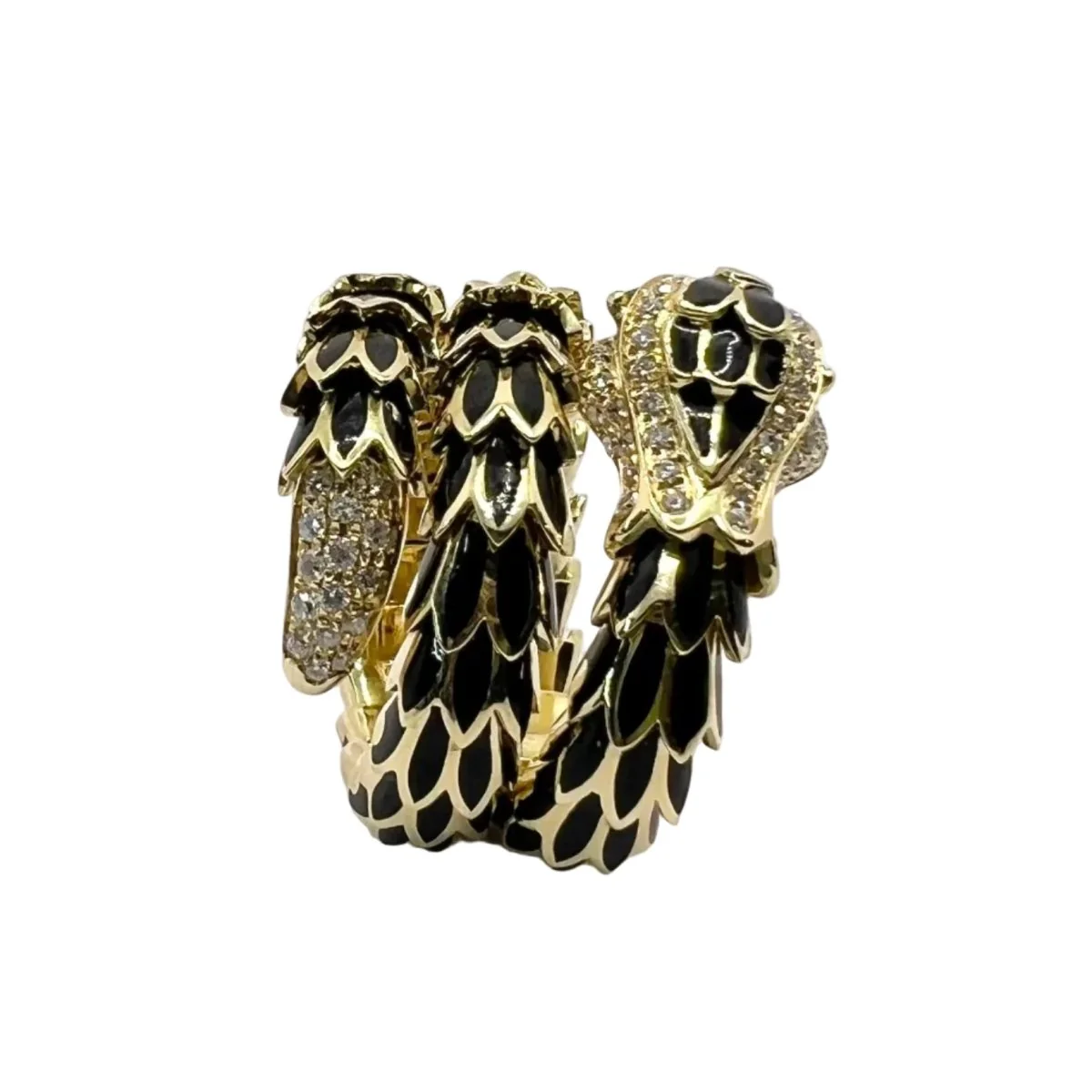 Bague en or jaune, émail, émeraudes et diamants – Image 2