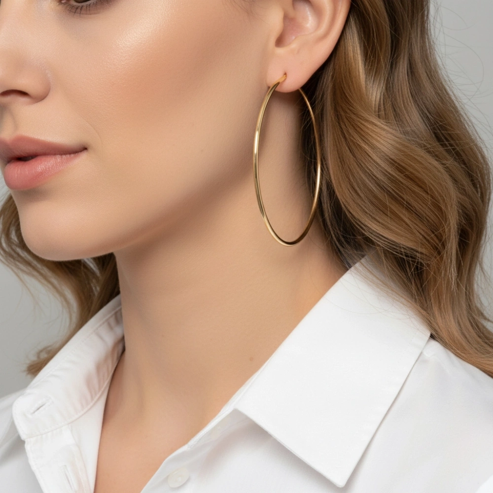 Boucles d'oreilles Créoles 2mm x 65mm Or Jaune 375