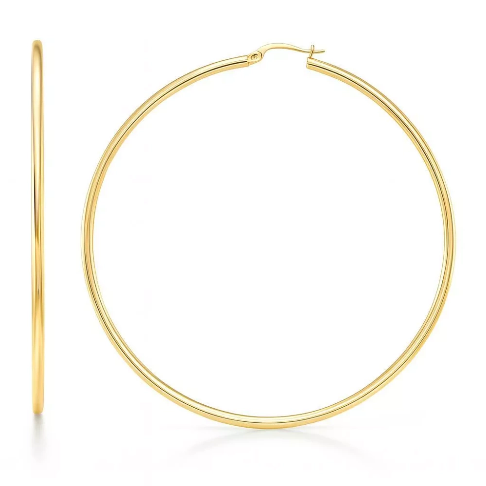 Boucles d'oreilles Créoles 2mm x 65mm Or Jaune 375
