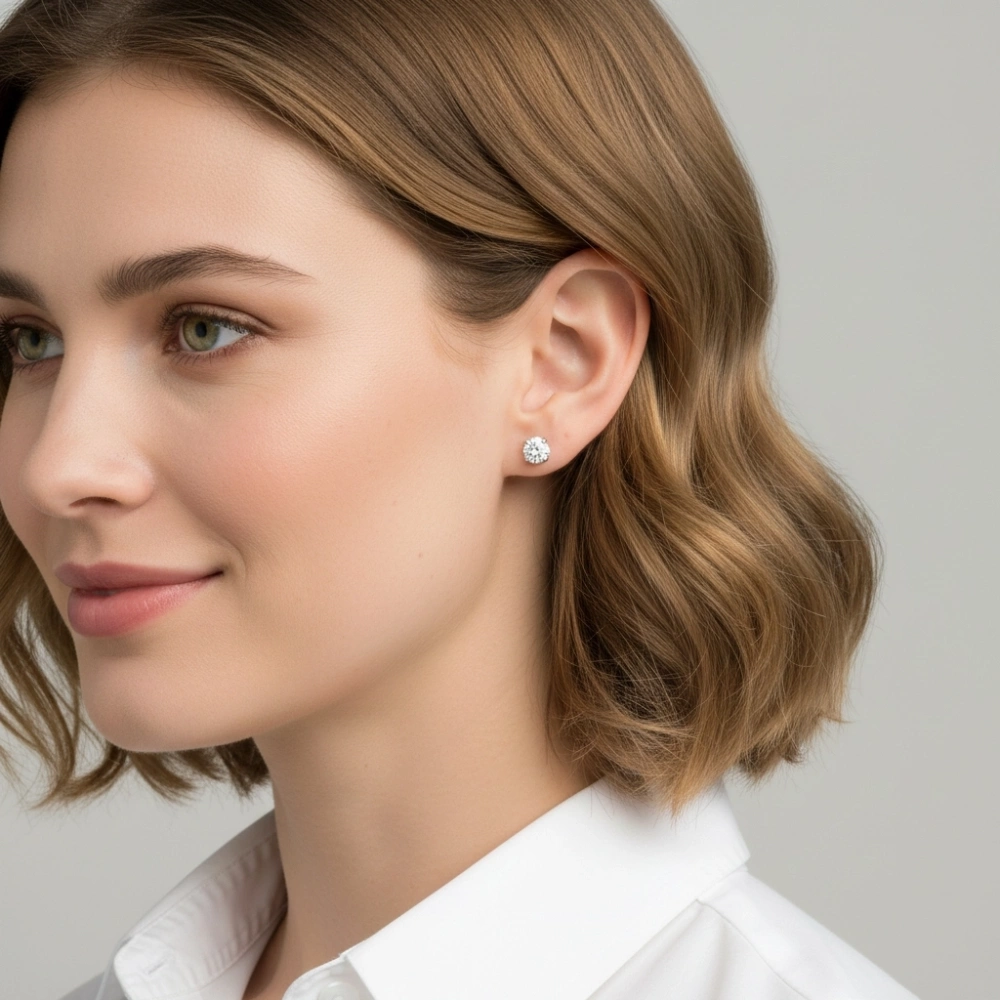 Boucles d'oreilles Diamant 1 Carat Or Blanc 750
