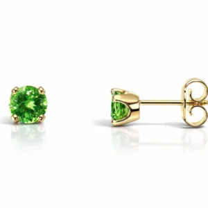 Boucles d'oreilles Or Jaune 750 Grenat Tsavorite 5mm