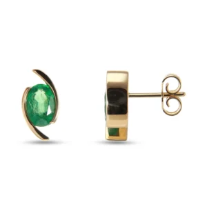 Boucles d'oreilles Or Jaune 750 émeraudes ovales 7x5mm AAA