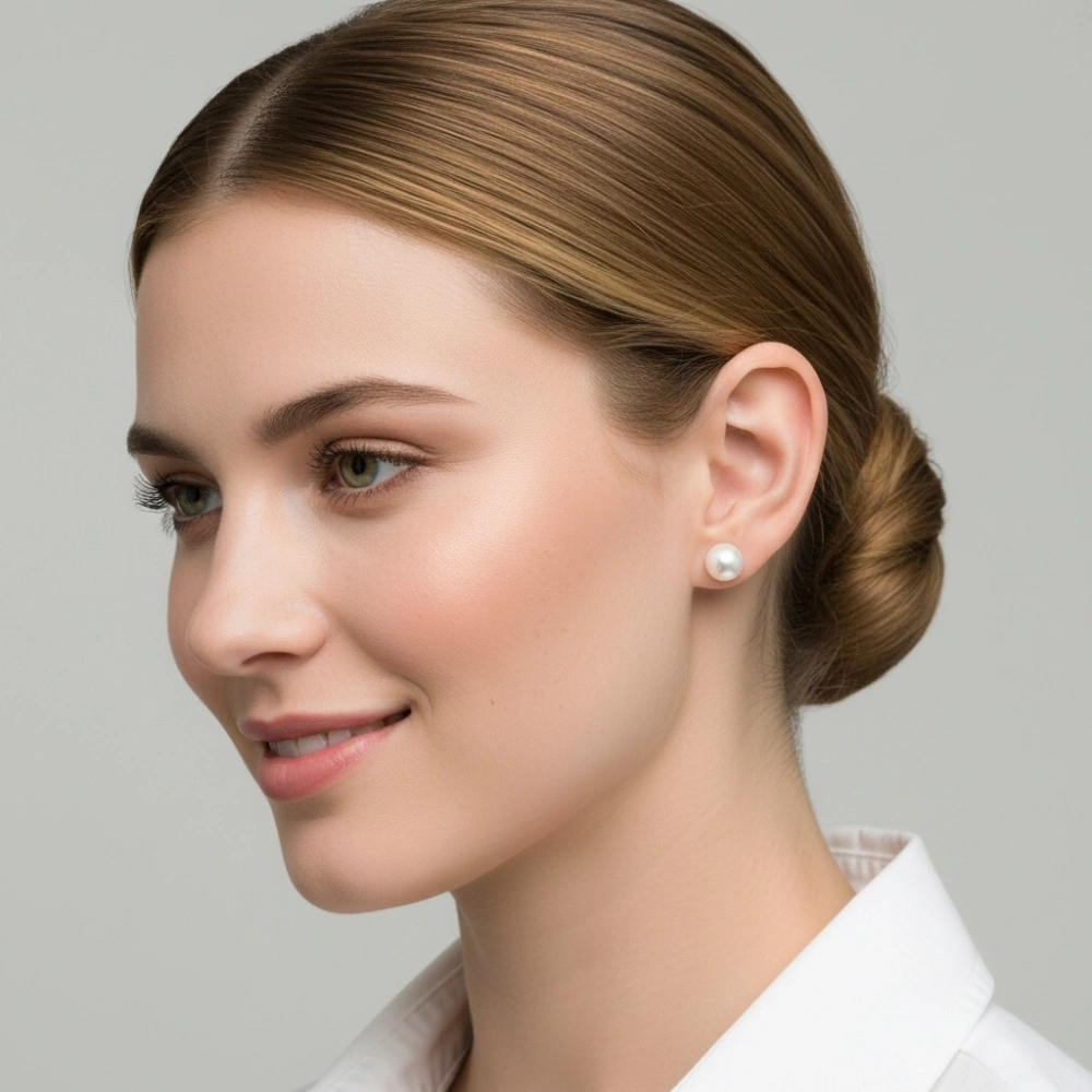 Boucles d'oreilles Or jaune 750 Perles de culture Akoya 8-8.5mm AAA