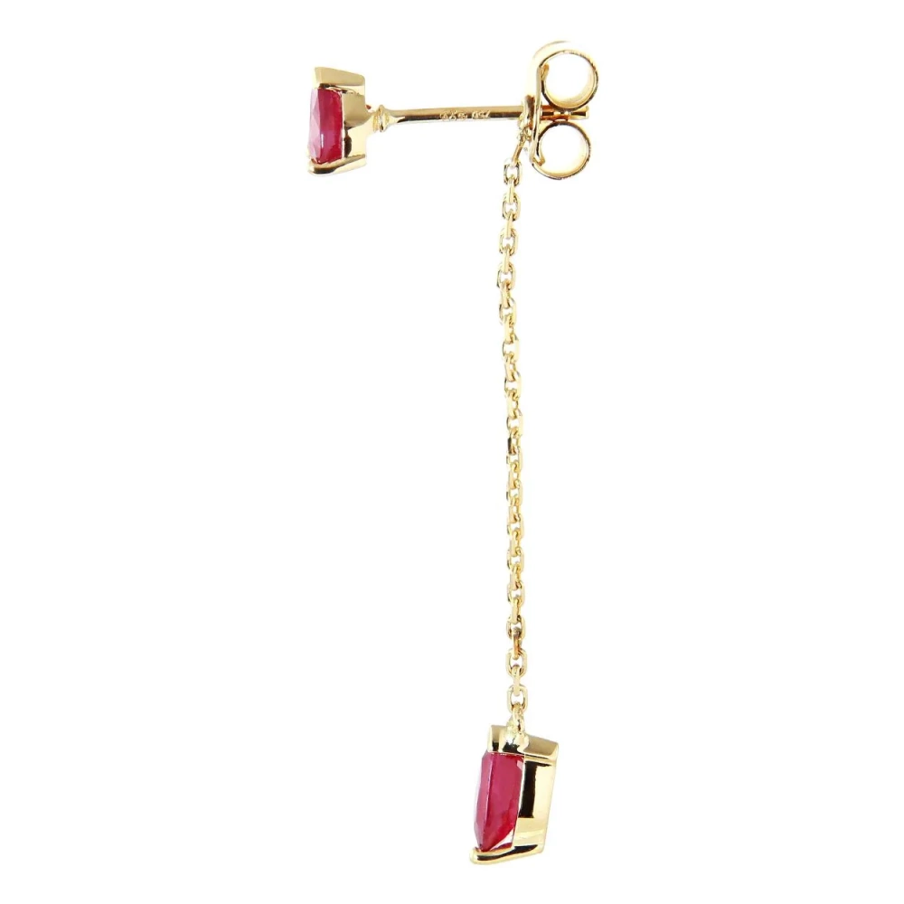 Boucles d'oreilles Pendantes Or Jaune 750 Rubis taille poire – Image 3