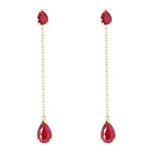 Boucles d'oreilles Pendantes Or Jaune 750 Rubis taille poire