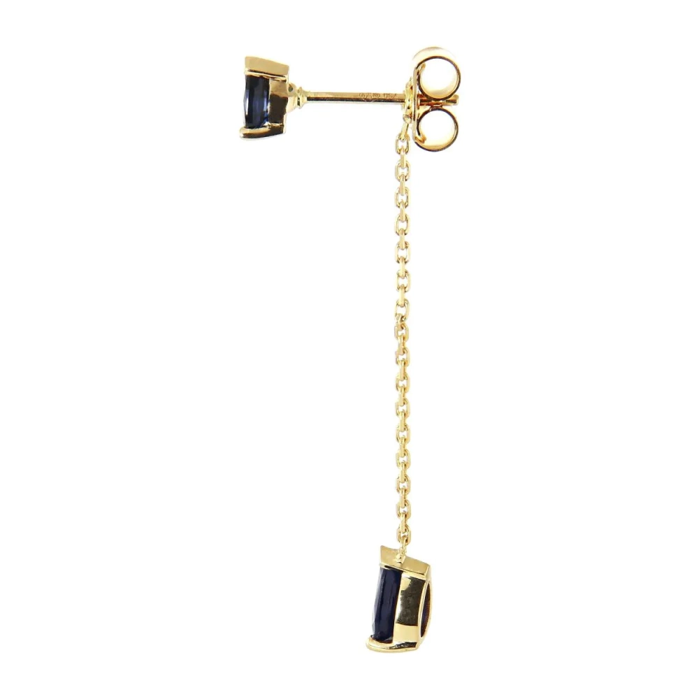 Boucles d'oreilles Pendantes Or Jaune 750 Saphir taille poire – Image 3