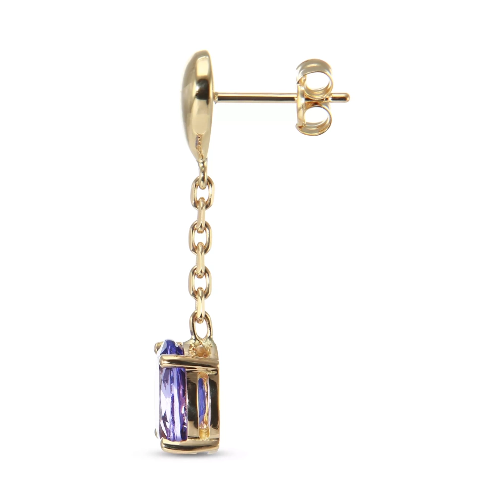 Boucles d'oreilles pendantes Or Jaune 750 Tanzanite – Image 2