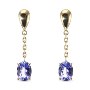 Boucles d'oreilles pendantes Or Jaune 750 Tanzanite