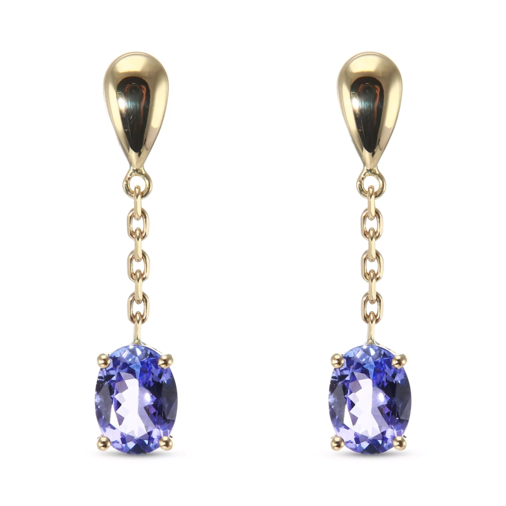 Boucles d'oreilles pendantes Or Jaune 750 Tanzanite