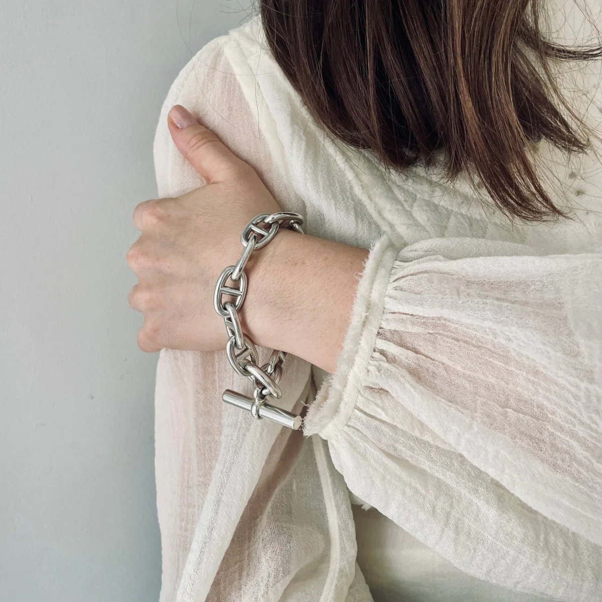 Bracelet Maille HERMÈS "Chaîne d'Ancre" en argent – Image 2
