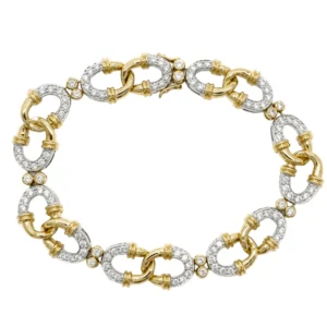 Bracelet Maille en or blanc, or jaune et diamants
