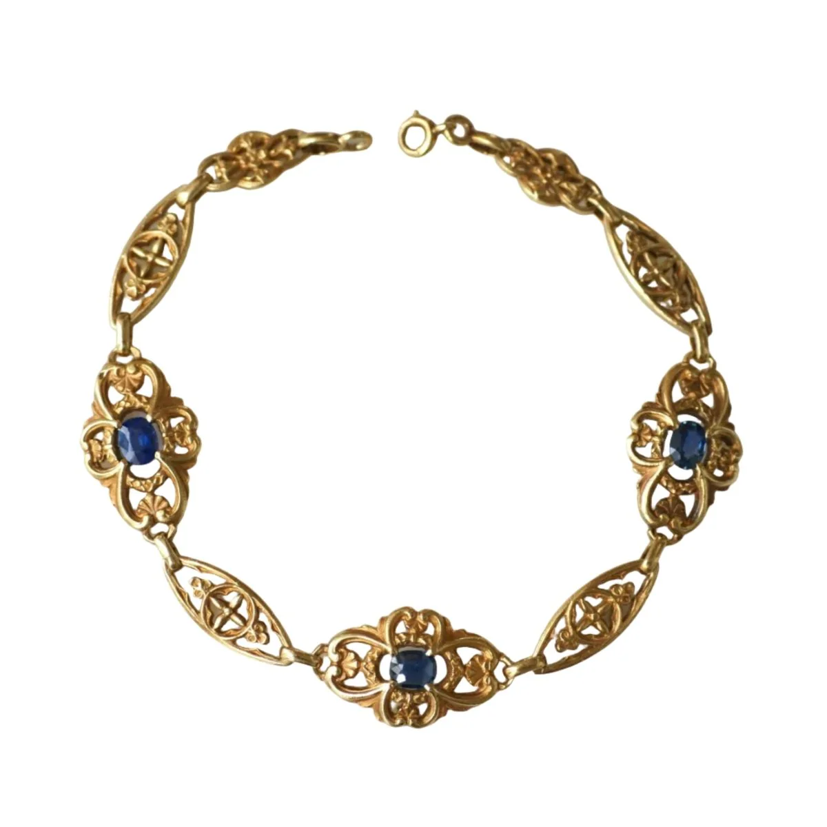 Bracelet Maille en or jaune et saphirs
