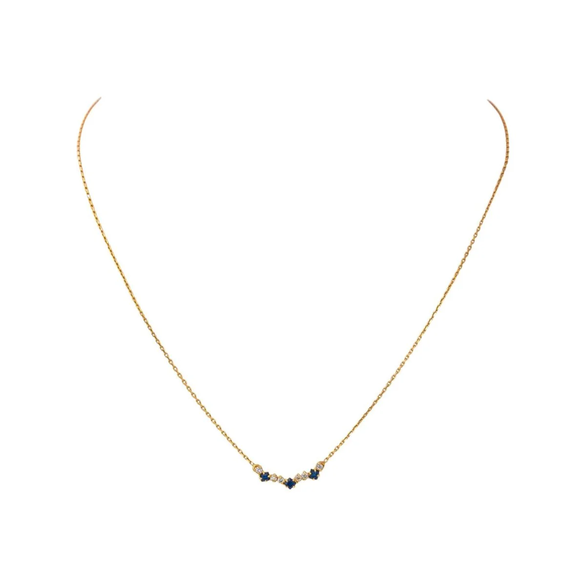 Collier Maille en or jaune, saphirs et diamants – Image 3