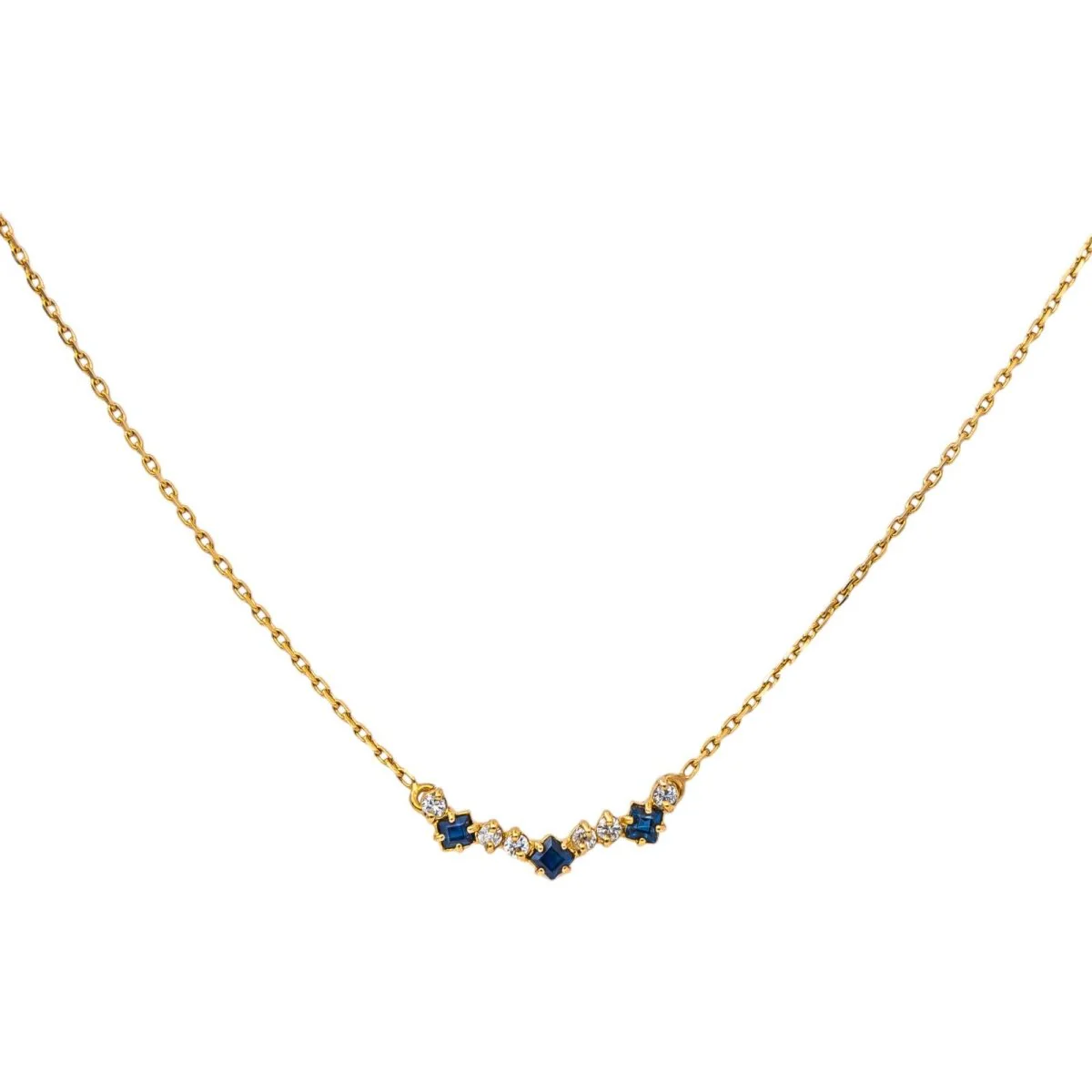 Collier Maille en or jaune, saphirs et diamants