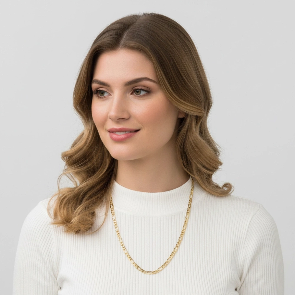 Collier Or Jaune 375 Maille Figaro 6mm x 60cm – Image 3