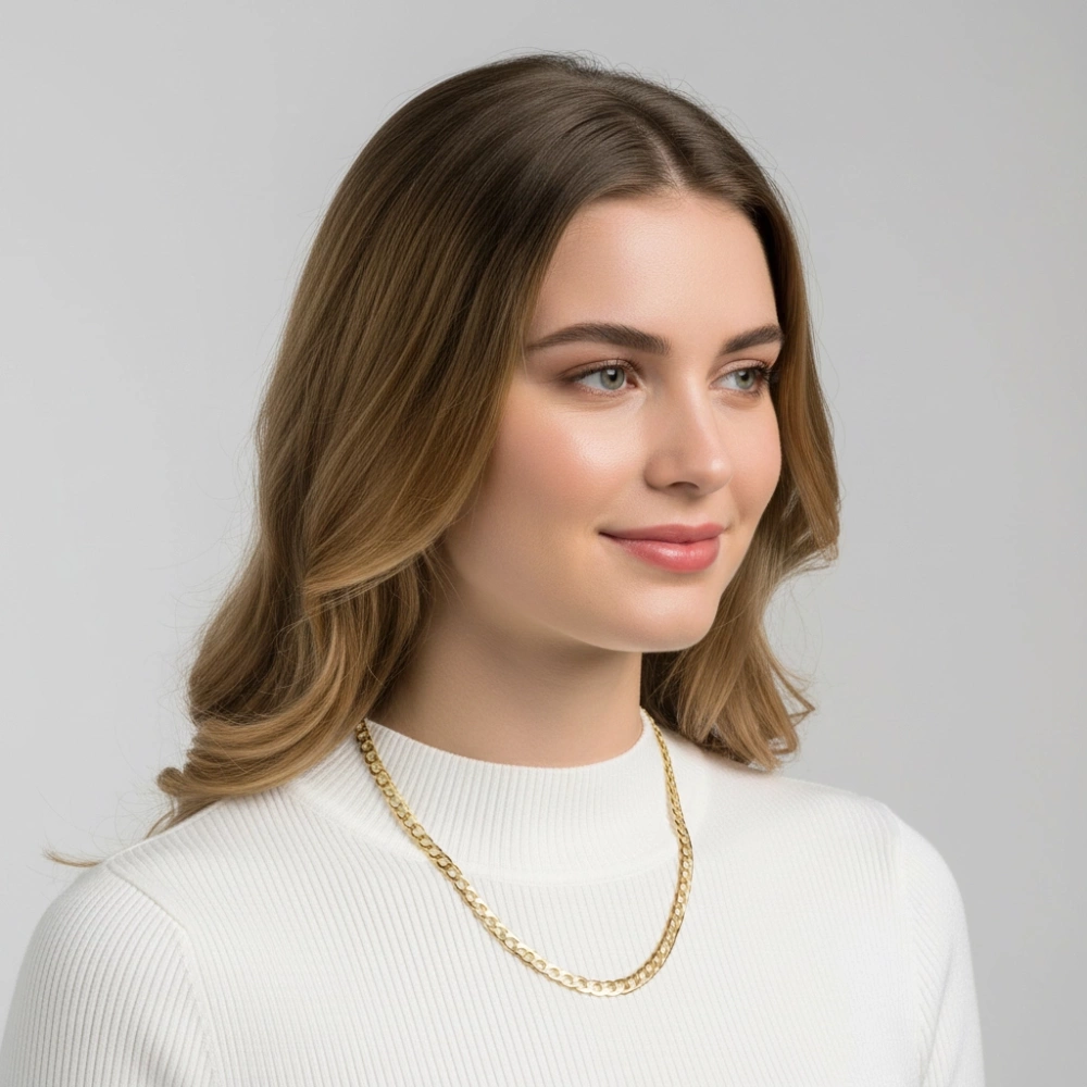 Collier Or Jaune 375 Maille Gourmette 6mm x 50cm – Image 2