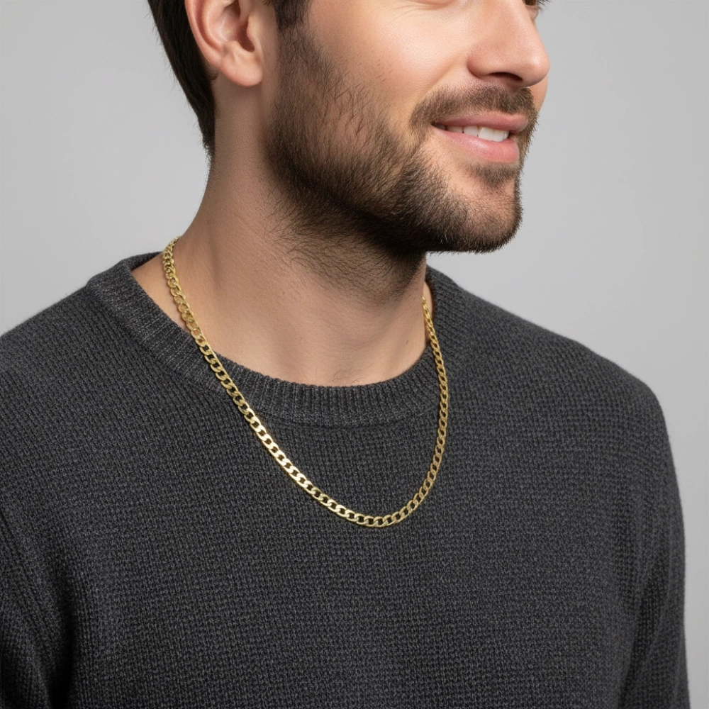 Collier Or Jaune 375 Maille Gourmette 6mm x 50cm – Image 3
