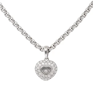 Collier Pendentif CHOPARD Happy Diamonds en or blanc et diamants .