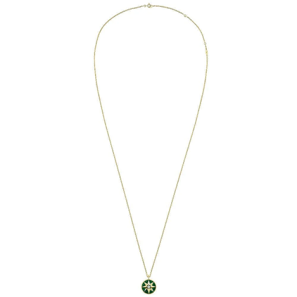 Collier Pendentif DIOR "Rose des Vents" MM en or jaune, malachite et diamant – Image 3