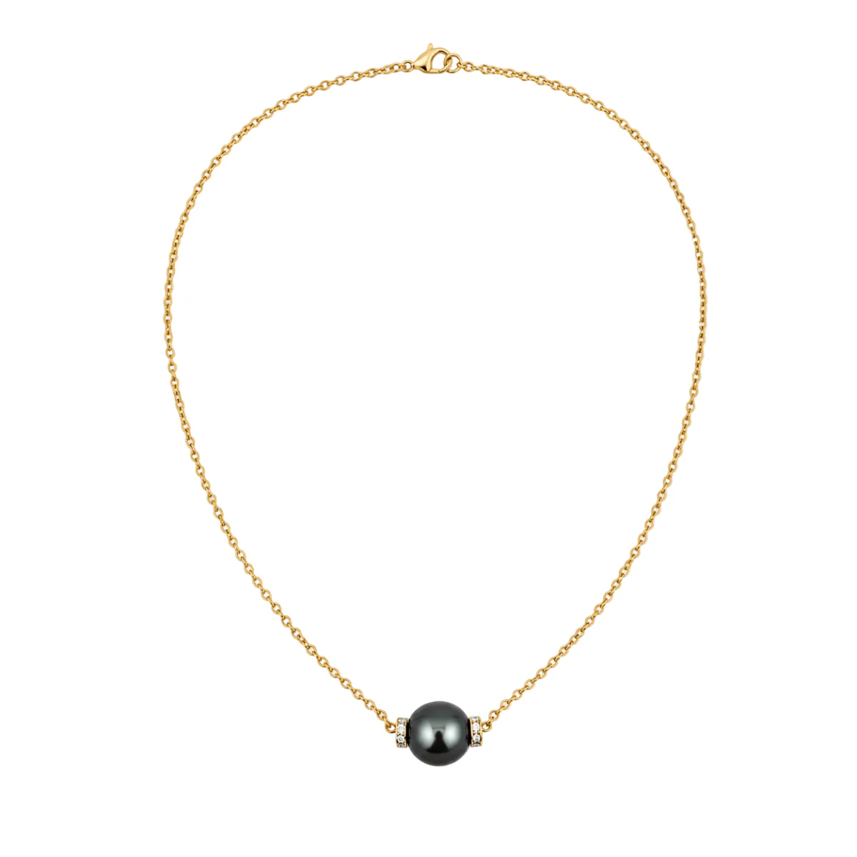 Collier Pendentif en or jaune, perle et diamants – Image 3