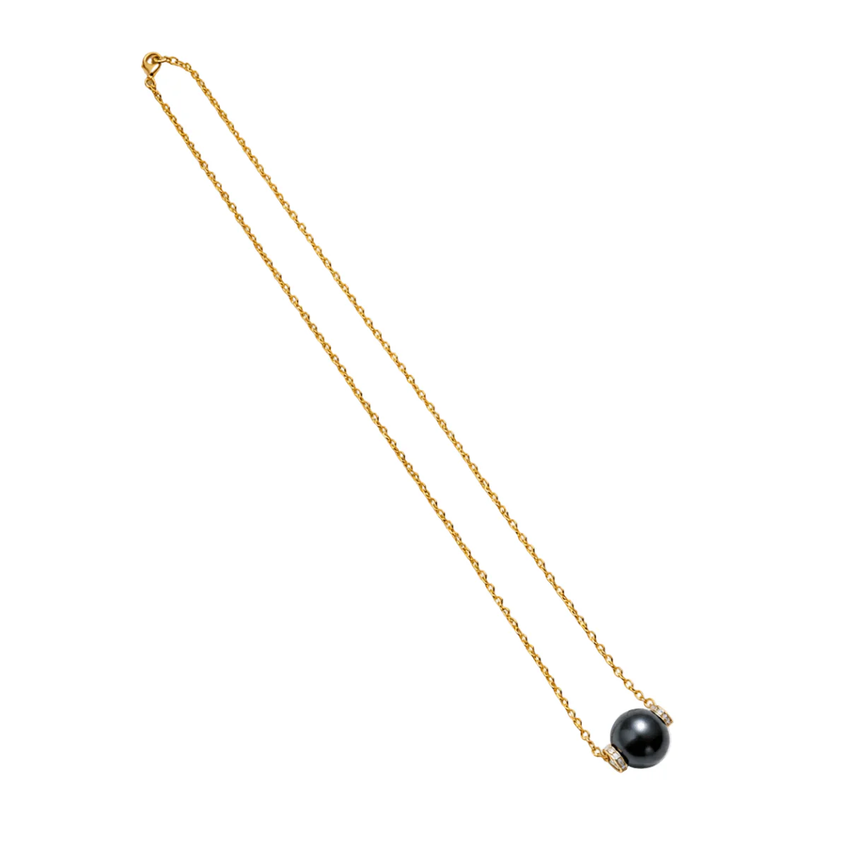 Collier Pendentif en or jaune, perle et diamants – Image 4