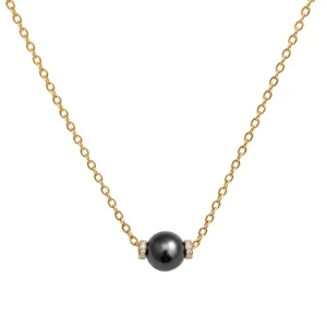 Collier Pendentif en or jaune, perle et diamants