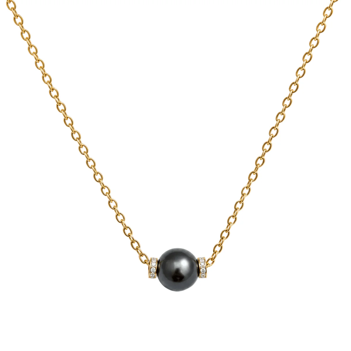 Collier Pendentif en or jaune, perle et diamants