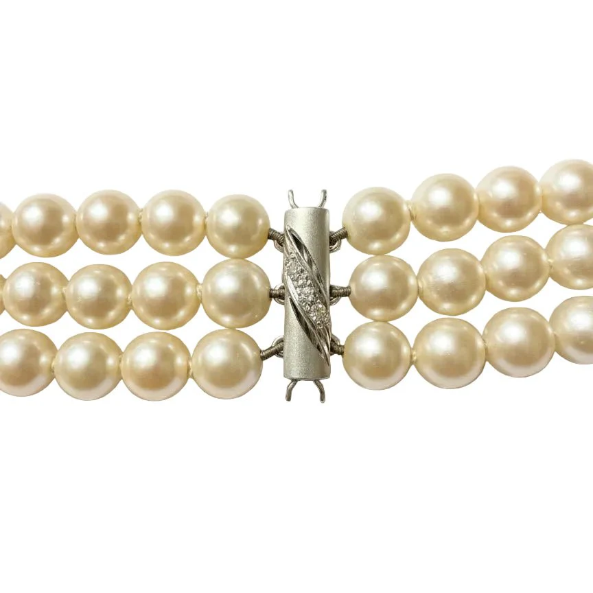 Collier Perles en or blanc et diamants – Image 3