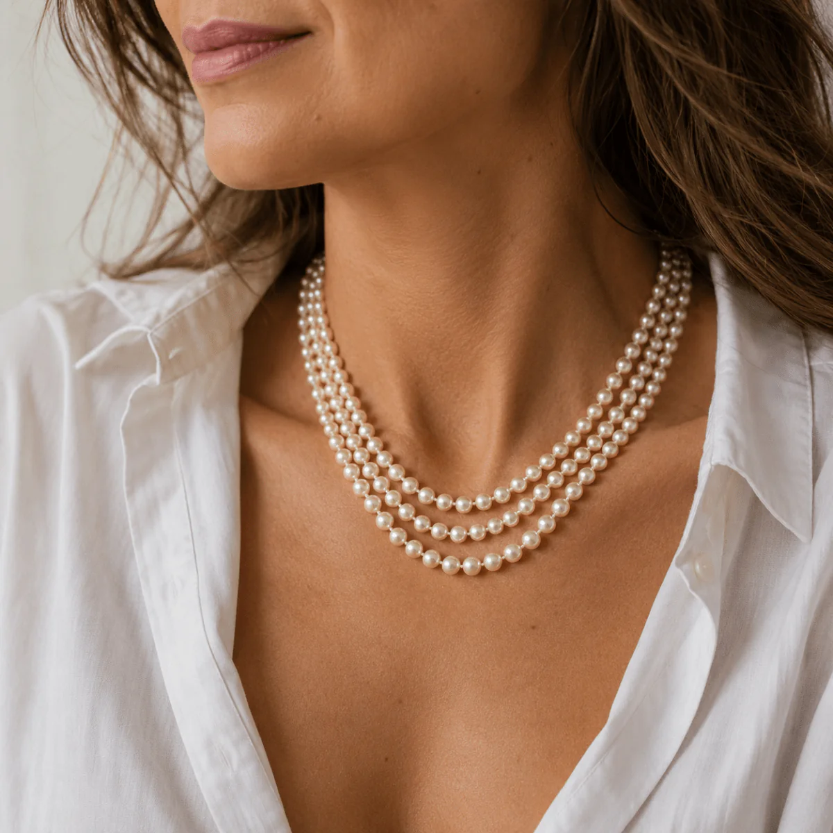 Collier Perles en or blanc et diamants – Image 2