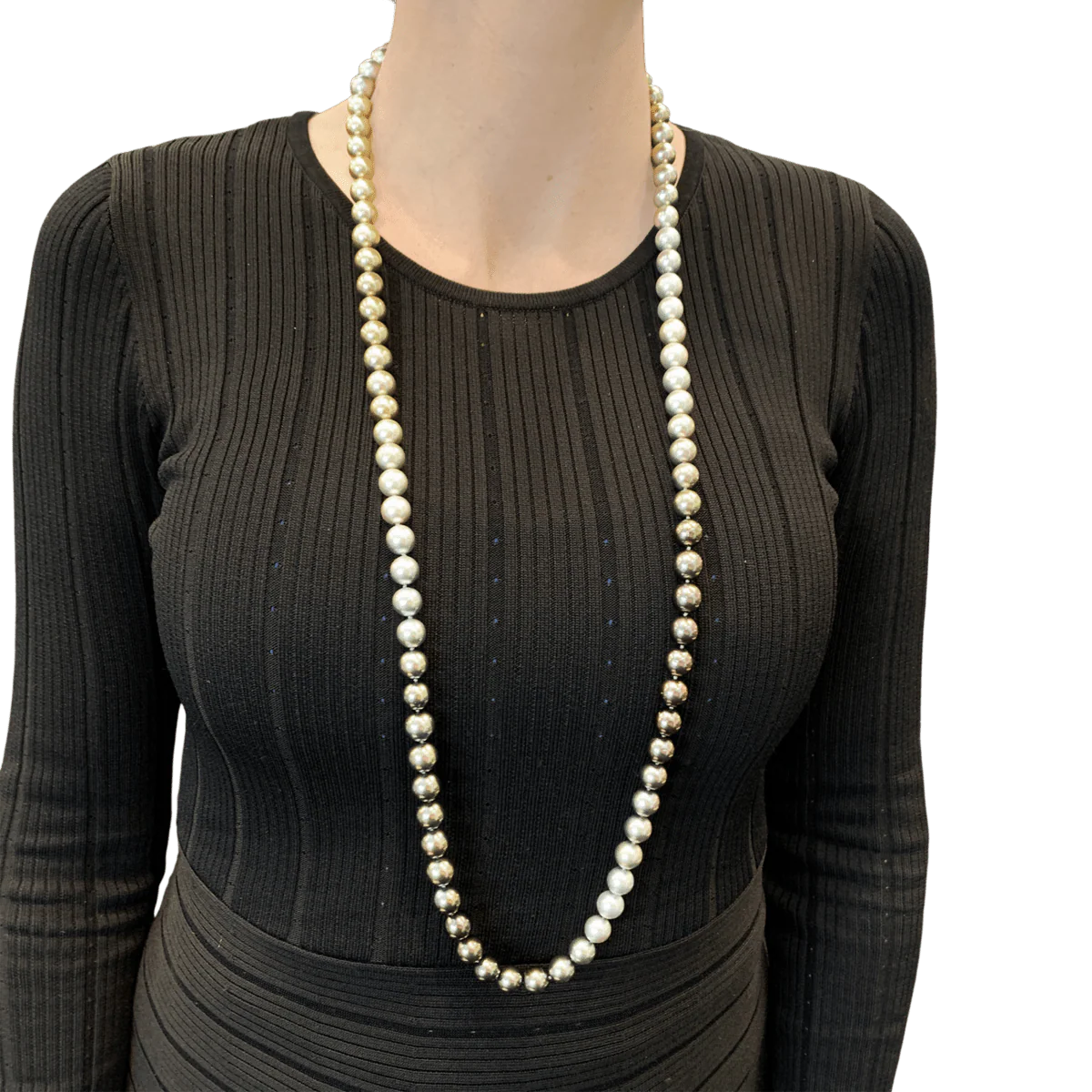 Collier Sautoir en or blanc, perles et diamants – Image 5