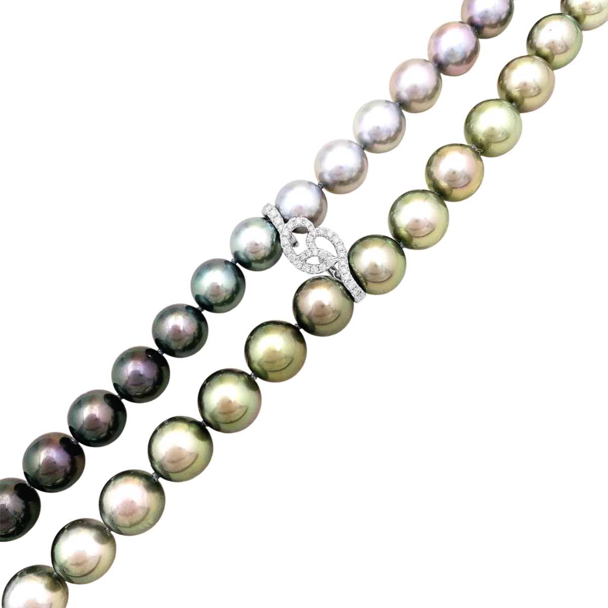 Collier Sautoir en or blanc, perles et diamants – Image 4