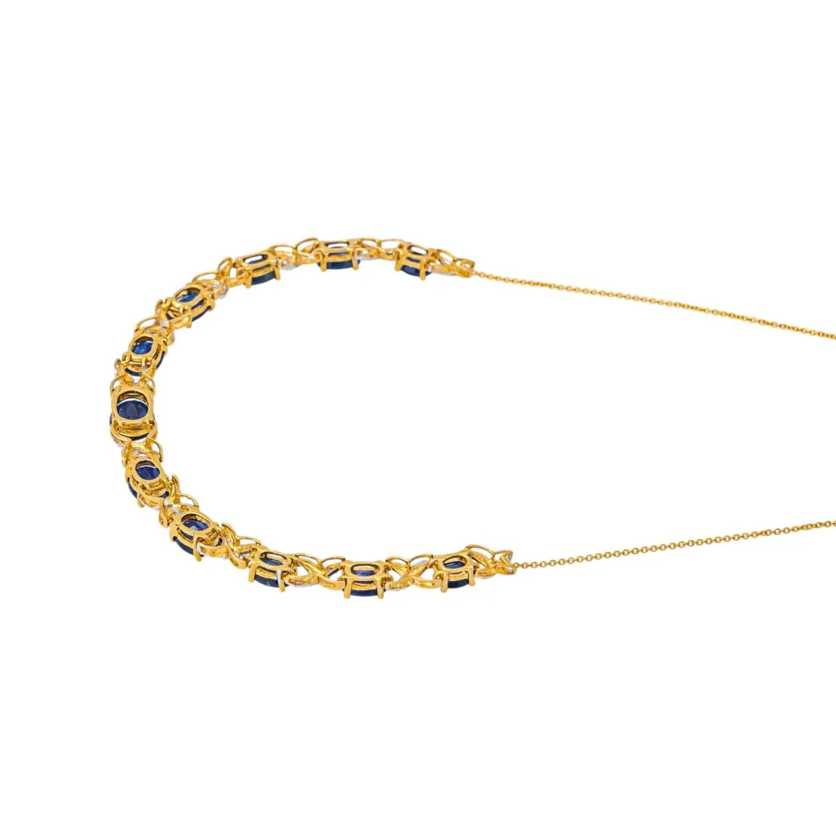 Collier en or blanc, or jaune, saphirs et diamants – Image 3