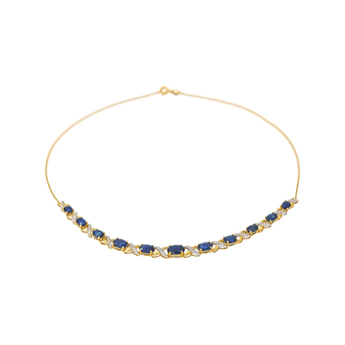 Collier en or blanc, or jaune, saphirs et diamants – Image 5