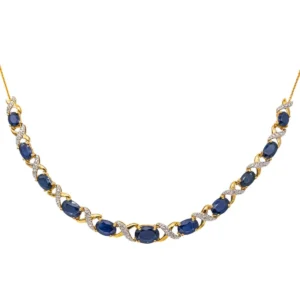 Collier en or blanc, or jaune, saphirs et diamants