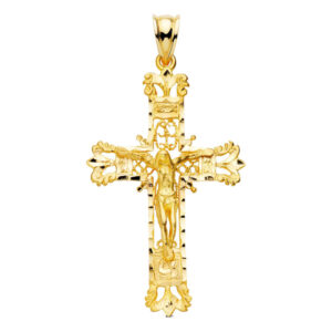 Croix Christ Filigrane, Or Jaune 750, 42x27 mm