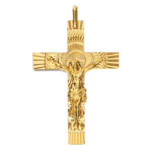 Croix Christ Solaire, Or Jaune 750, 30x42mm