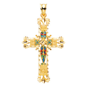 Croix Filigrane, Or jaune 750, 28x44mm
