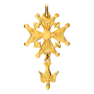 Croix Huguenote, Or jaune 750, 38x22 mm
