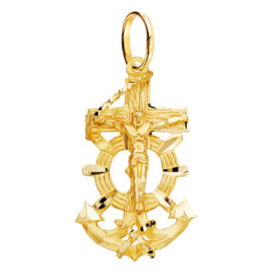 Croix Marine & Christ, Or jaune 750, 15x30mm