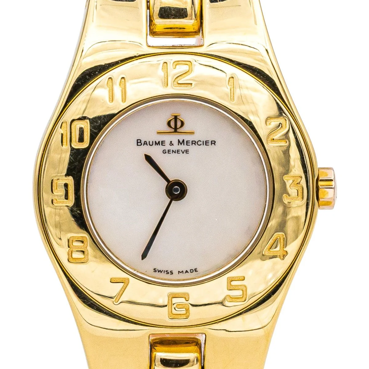 Montre BAUME & MERCIER en or jaune, nacre et quartz – Image 2