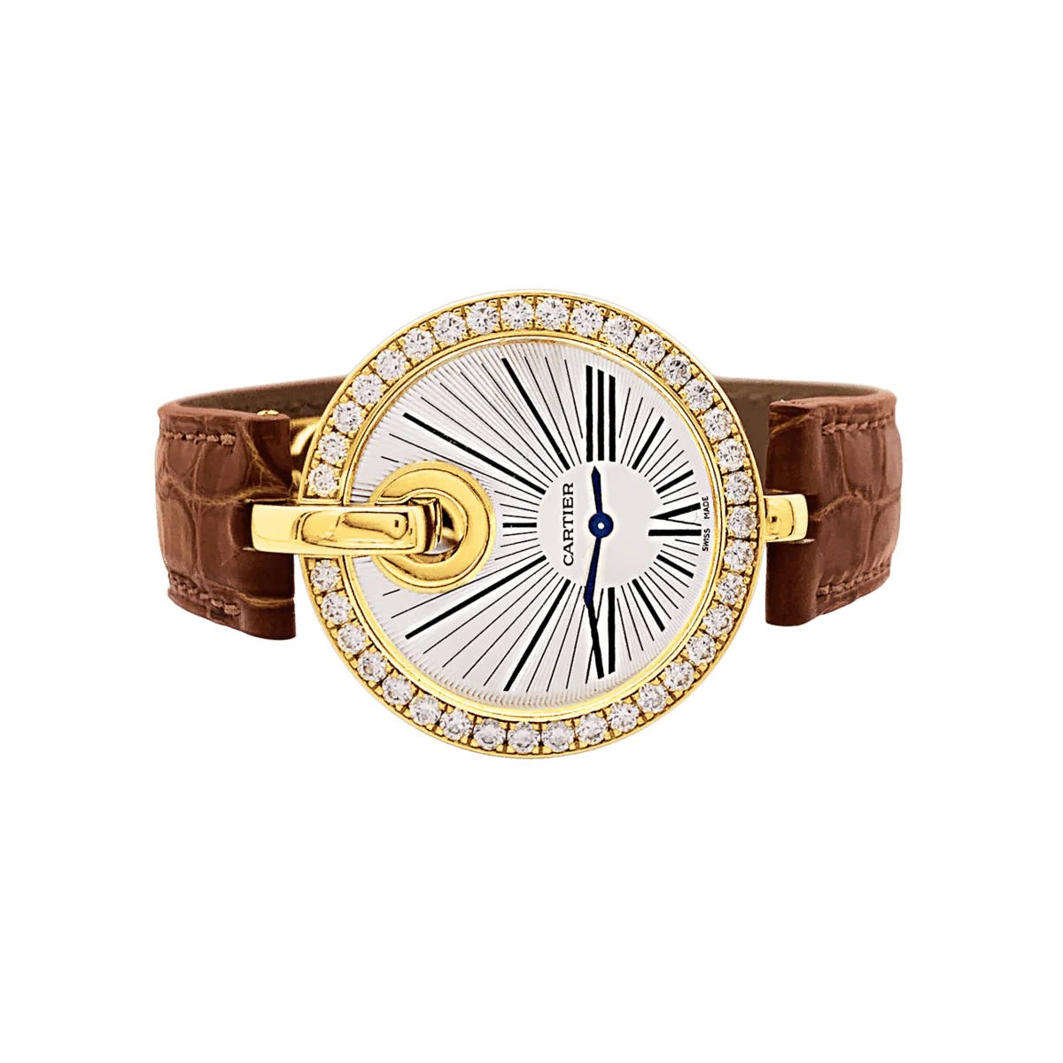 Montre CARTIER "Captive" en or jaune, acier, cuir et diamants – Image 2
