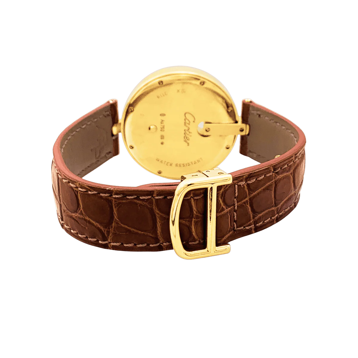 Montre CARTIER "Captive" en or jaune, acier, cuir et diamants – Image 4