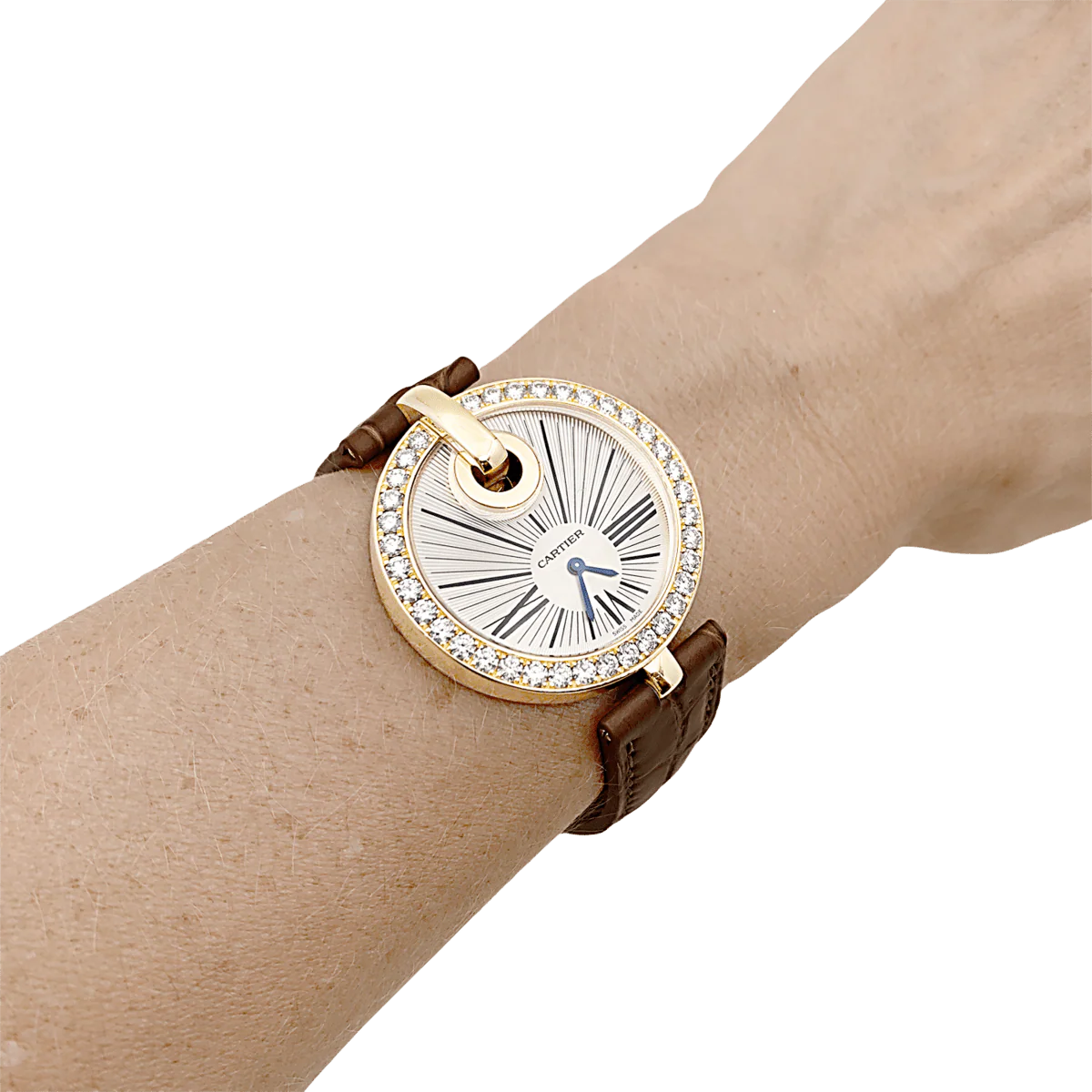 Montre CARTIER "Captive" en or jaune, acier, cuir et diamants – Image 3